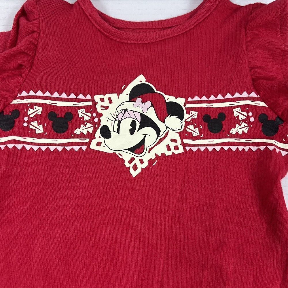 Girls 24 months Disney Minnie Mouse Red Christmas jumpsuit easy change snaps NEW - Picture 2 of 6